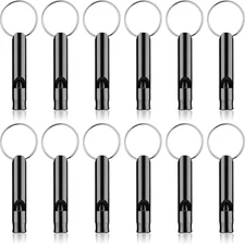 12 Pieces Emergency Whistle with Keychain Aluminum Emergency Survival Whistles L