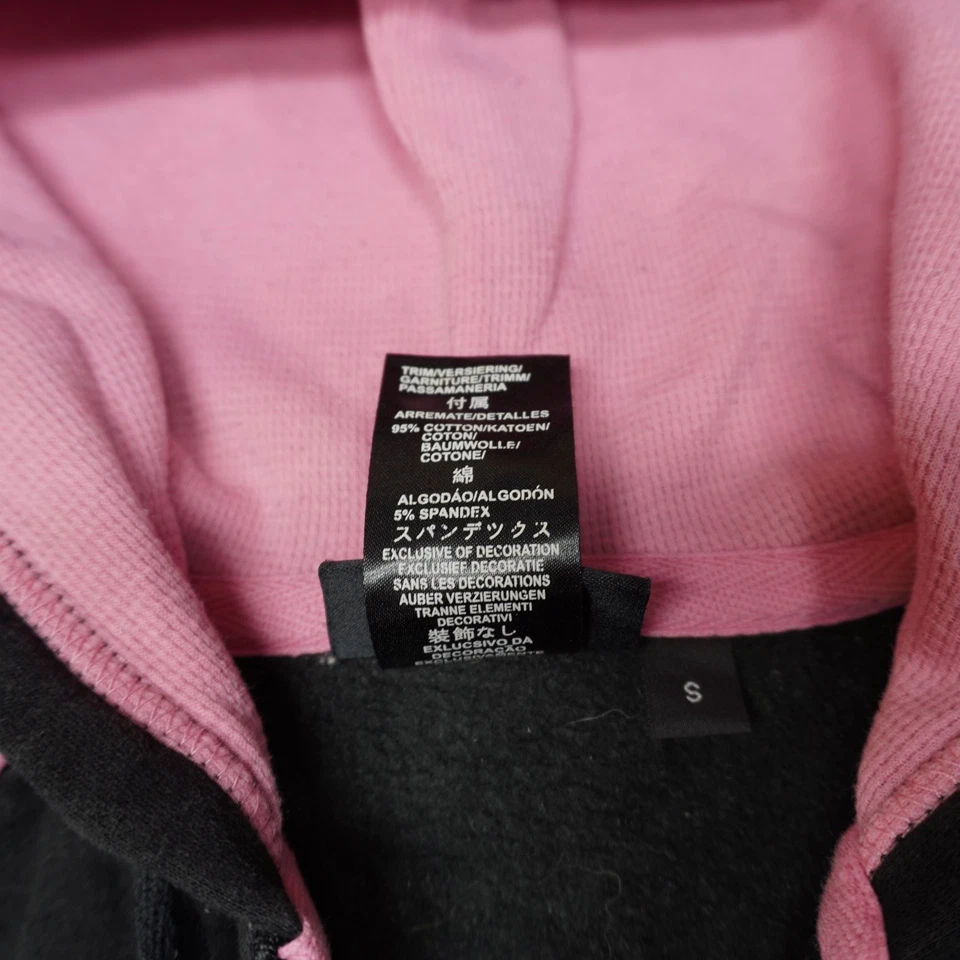 Sudadera con capucha para mujer Harley-Davidson negra rosa pequeña algodón spandex Foto 4 de 4