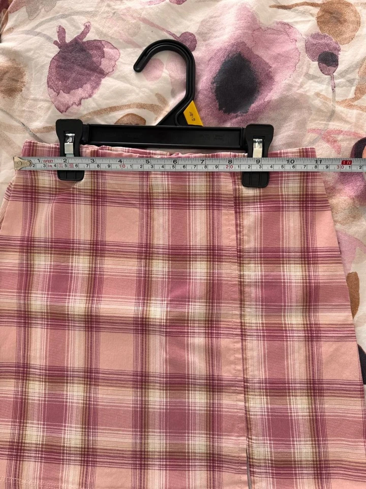 Mini-saia elástica xadrez rosa para meninas – Tamanho aprox. 8–10Y - Imagem 4 de 4