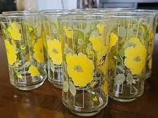 Vtg Libby Yellow Glasses Set 12