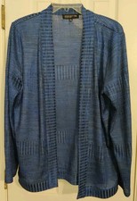 Jones New York Women's Blue Cardigan Sweater Open Front Size XL EUC