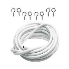 3m White Expanding Curtain Wire w/ 4 Hooks 4 Eyes For Light Weight Curtains