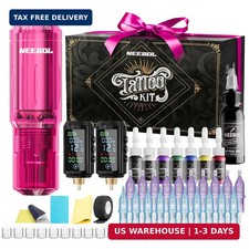 Neebol Wirless Tattoo Gun Kit, 2PCS Batteries Set for Beginners Artists Pink