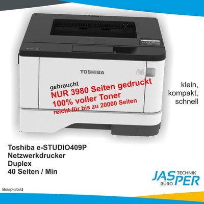 Toshiba e-Studio 409P S/W Laserdrucker NUR 3941 Seiten 100% Toner gebr.