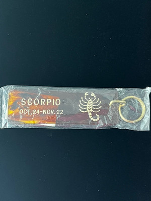 Vintage 1985 Scorpio Zodiac Sign Faux Tortoise Shell Retro Scorpion Keychain