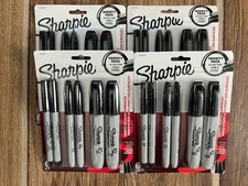 FOUR Sharpie Permanent Marker 6 Count Variety Packs Fine Ultra Fine Chisel Black