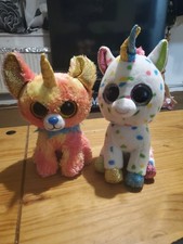 TY Beanie Babies Plush Yips The Unicorn And Harmony Soft Toys 6" - Pair Of 2