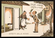 CP323 - Satirical Postcard, Effects of Water 1930, Montecatini Terme