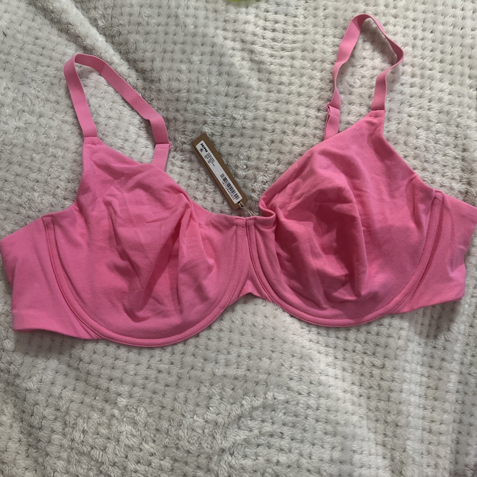 Skims Cotton Jersey Underwire Bra Size 46dd Pink