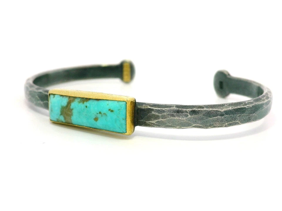 Brazalete Lika Behar My World Stockholm plata ennegrecida oro 24k turquesa Foto 3 de 4