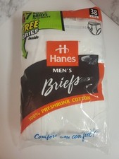 Vintage 1997 Hanes White Briefs 7 Value Pack Men  s Size 38W Brand New