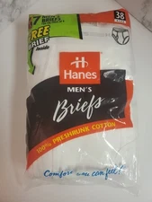 Vintage 1997 Hanes White Briefs 7  Value Pack Men’s Size 38W Brand New