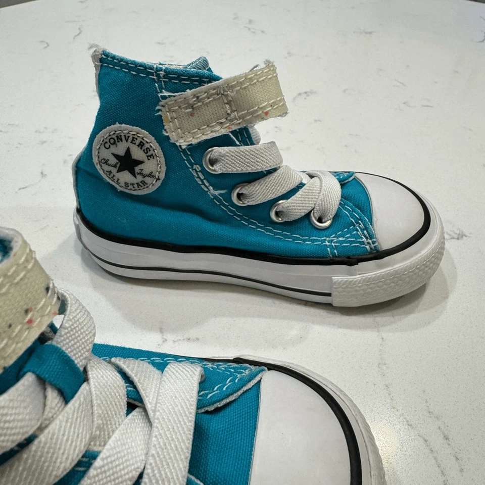 BABY GIRL HIGH TOP CONVERSE - VERDE AZULADO CON MANCHAS TALLA 4 Foto 4 de 4