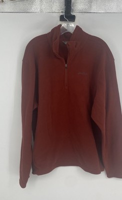 Eddie Bauer Mens Red Polartec Fleece Long Sleeve Pullover Jacket Size XL