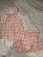 Gingham Pink Top And Shorts Checker Patterned Size XL
