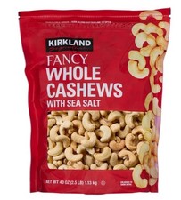 KIRKLAND SIGNATURE FANCY CASHEWS WITH SEA SALT 2.5 LB- NEW- RETAIL $18.99