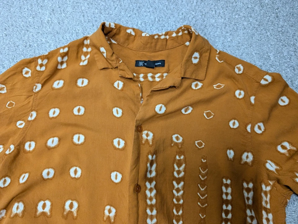 Camisa INC International Concepts Para Hombre Abstracta Funky Estampado Rayón Botón M Foto 3 de 4