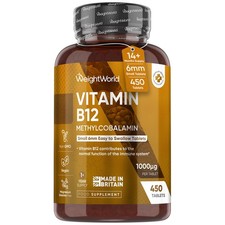 Vitamin B12 Tablets - 450 Tablets (1+ Year Supply)  - 1000mcg - 6mm in Size