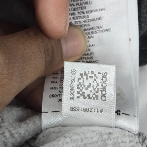 Adidas Men Jacket L Gray Fleece Activewear Zipper Logo Long Sleeve READ image 9