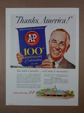 1950s A&P Grocery Stores 100th Anniversary Centennial Vintage Poster Print Ad