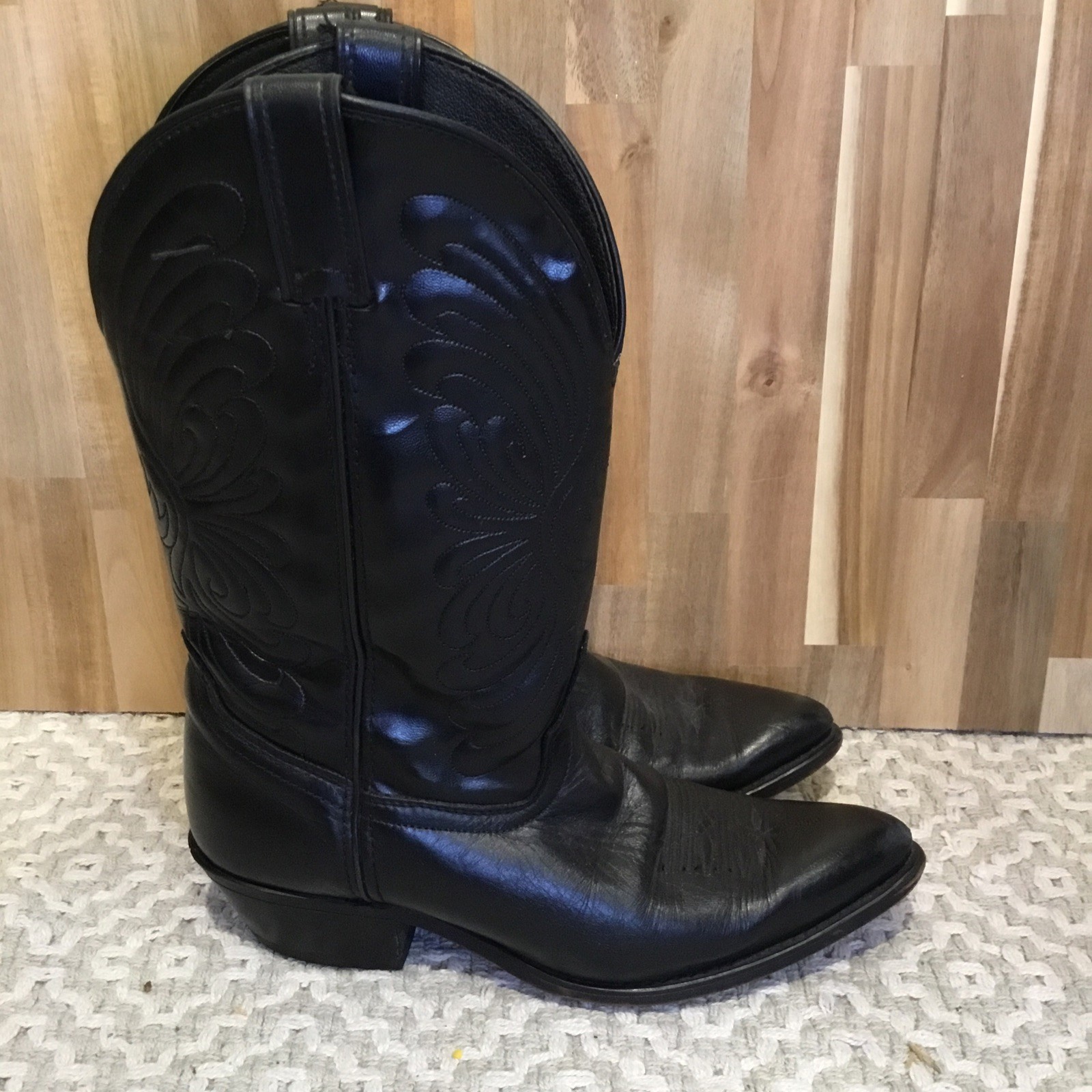 laredo cowboy boots women 9 1/2 Black Leather Made In USA
