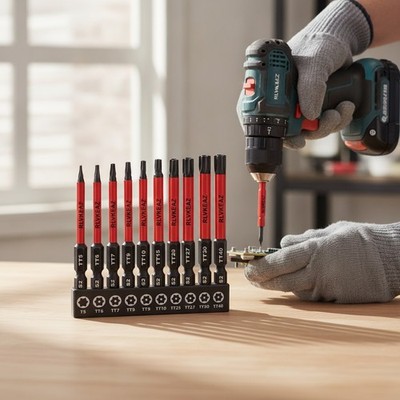 12-Piece Impact Security Torx Bit Set (T5-T40), 3-Inch Long S2 Steel Tamper-Proo