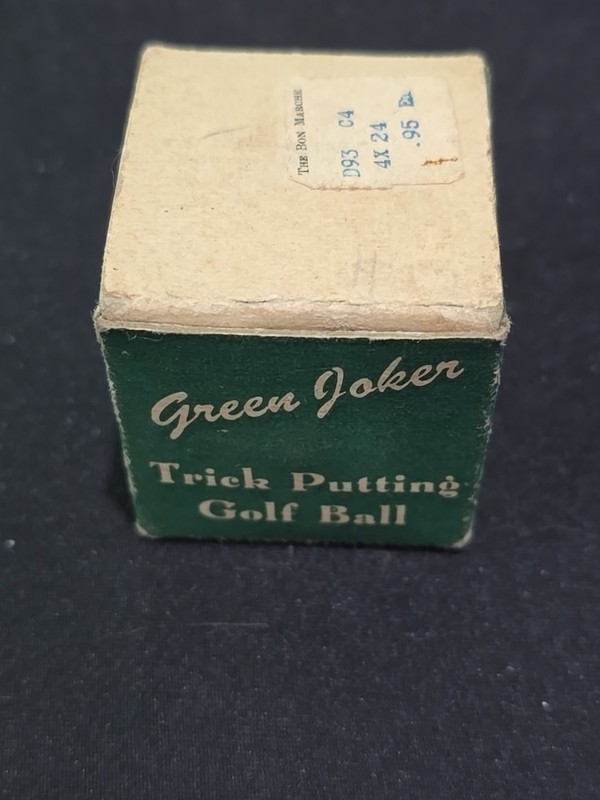 Vintage Green Joker Trick Putting Golf Ball - Wobbler  with Box