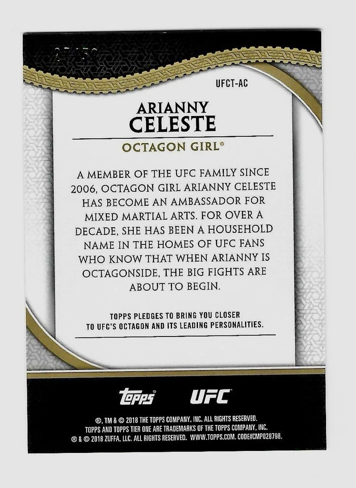 2018 Topps Chrome UFC Tier One Pulsar Refractor ARIANNY CELESTE - Image 2 of 2