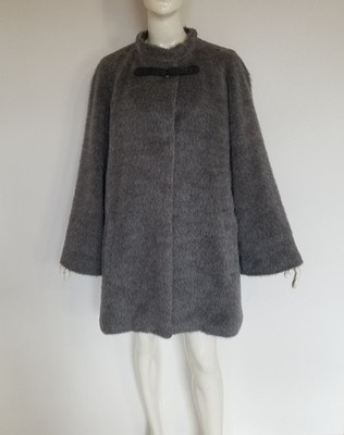 Windsor sehr weicher haariger  Alpaka Kurzmantel/ Longjacke Wolle Graphit
