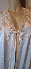 Shiny Satin Vtg Barbizon Bridal White Robe Peignoir S M Cute Lace Embroidery