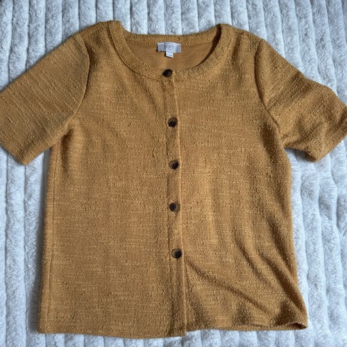 Women’s Anne Taylor LOFT Mustard Button Down Blouse Size Medium