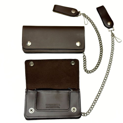 Cartera de camionero de cuero marrón para hombre con cremallera y cierre a presión - Bicicleta duradera - Imagen 2 de 11
