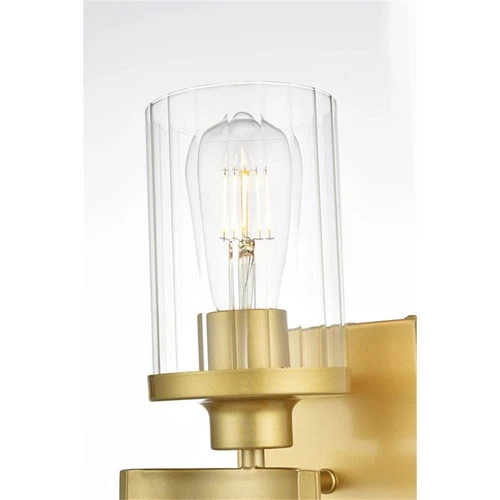 Living District Saanvi 1-Light Iron & Glass Bath Sconce in Brass/Clear - Picture 3 of 5