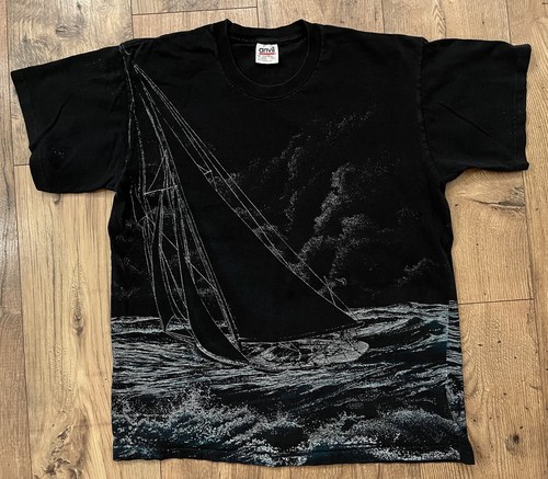 T-shirt Vintage Florida 90s - Imprimé Voilier Néon, Coupe XL