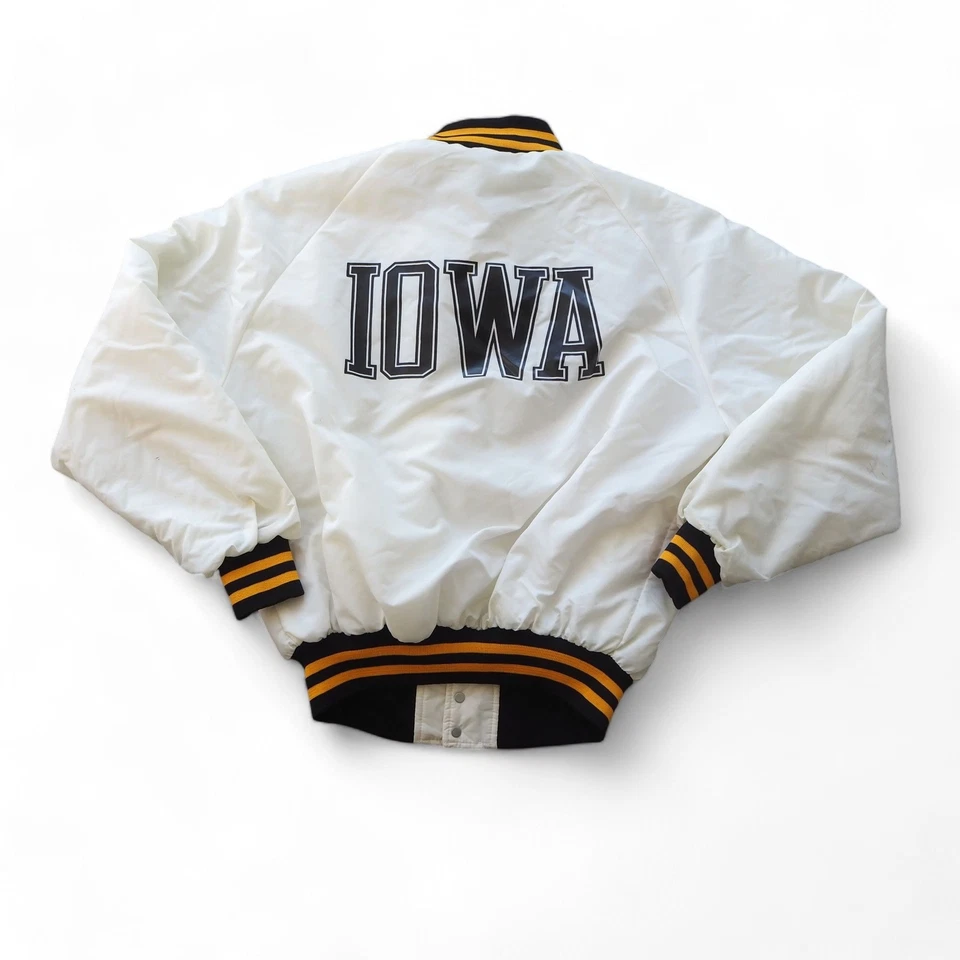 Chaqueta Bomber MVP Vintage Años 80 90 Iowa Hawkeyes Satinado Hecha en EE. UU. XL Foto 2 de 4