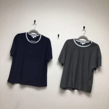 Dr2 Womens Lot Of 2 Blouse Gray Blue Textured Short Sleeve Scoop Neck L New