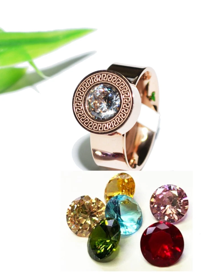 AUSWAHL STRASS Wechselring EDELSTAHL Wechselschmuck 7 Zirconia silber rose gold - Bild 4 von 4