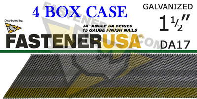 DA17 15 Gauge GALVANIZED Angled Finish Nail 34 Degree 1 1/2'' (4M ct) case of 4
