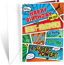 Greetings Great Grandson Birthday Card Superhero Theme, Made in America, Eco-Fri