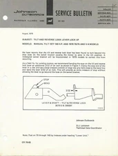 JOHNSON OUTBOARDS 1978 TILT REVERSE LEVER LOCK UP 140HP 1481 SERVICE BULLETIN B