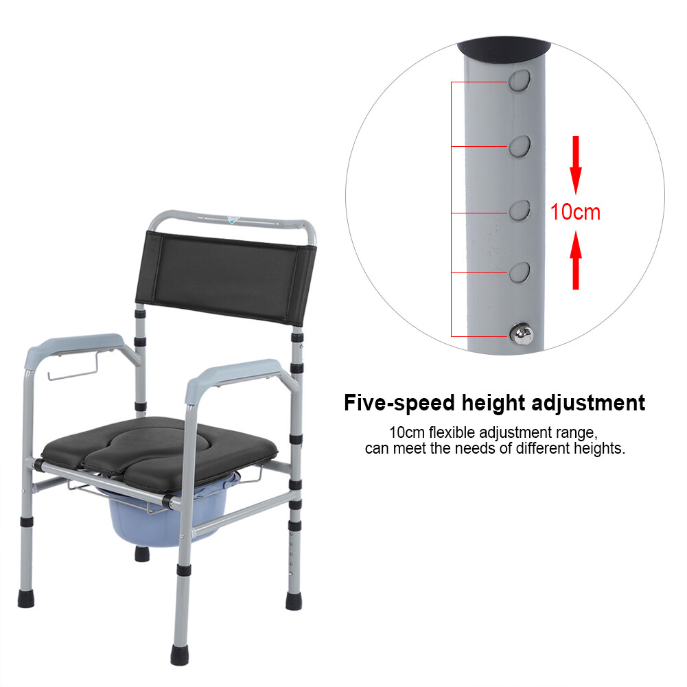 Removable Commode Chair Adjustable Toilet Padded Seat For Disability