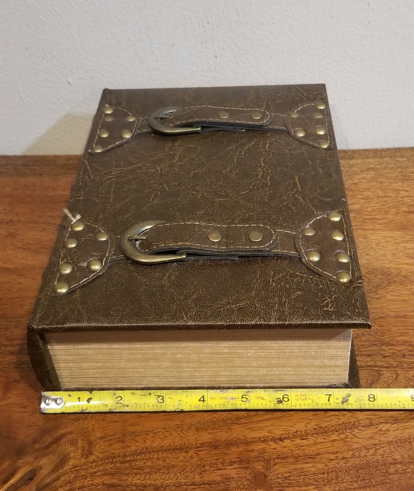 Large Brown Faux Leather Stash Box Book w/Buckles DIY Halloween Spell