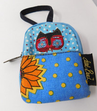 Laurel Burch Wristlet Pouch Bag Cats FLower Boho Travel Make Up Toiletry Mirror