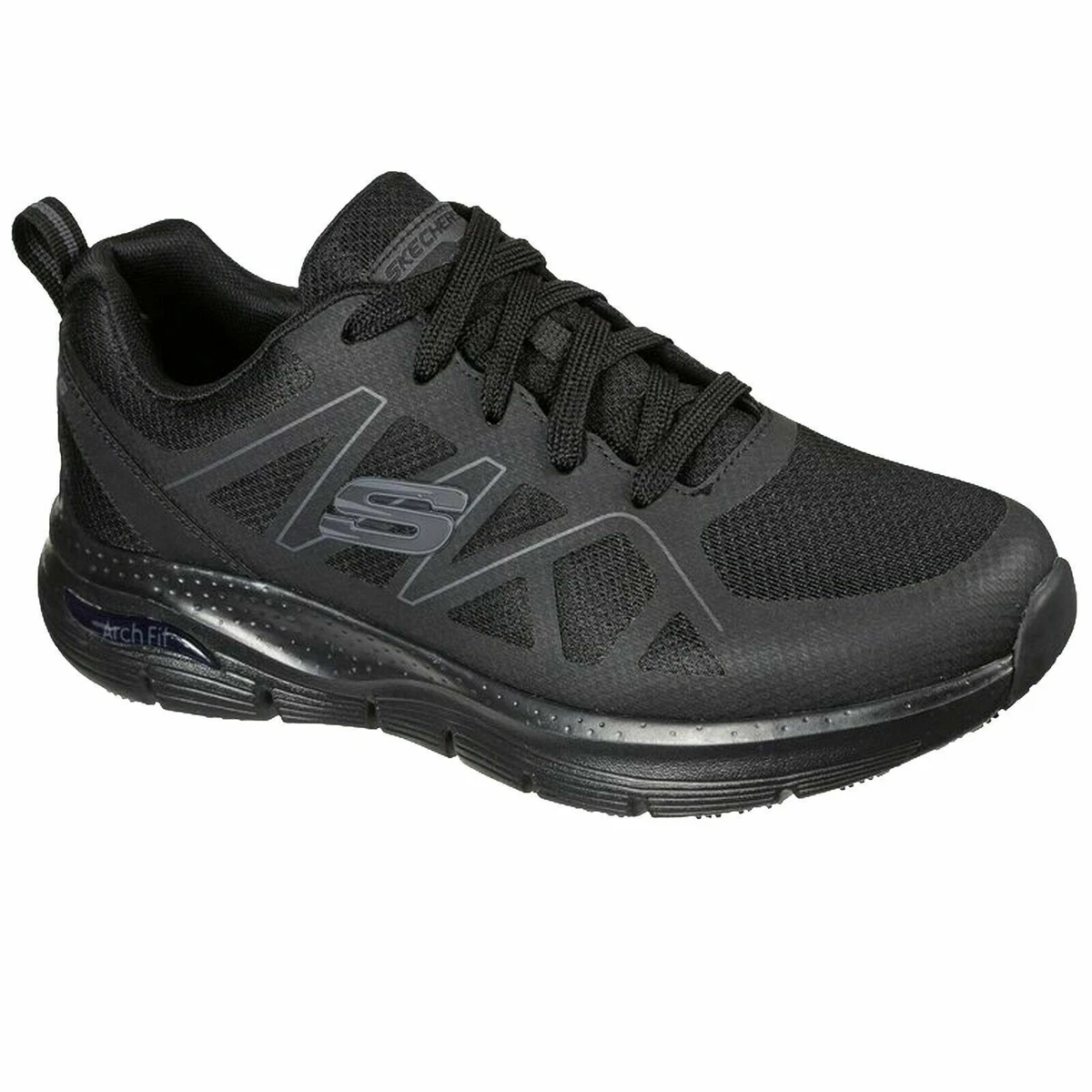 Black work shoes with arch support sale