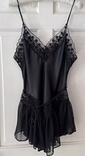 Vintage Victorias Secret Gold Label Black Babydoll Nighty Chemise Size M