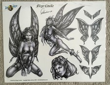 Tattoo Flash Single Sheet Print by Diego Candia Fairy Girls, Wings 11" X 14  