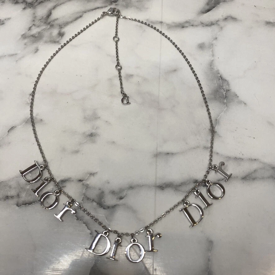 Authentic Christian Dior Rhinestone Necklace Letter Charm SP Jewelry Accessory eBay #6 Authentic Christian Dior Rhinestone Necklace Letter Charm SP Jewelry Accessory eBay