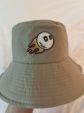 Malbon Golf Rare Bucket Hat Buckets Flames Boost Logo Beige OS M/L 