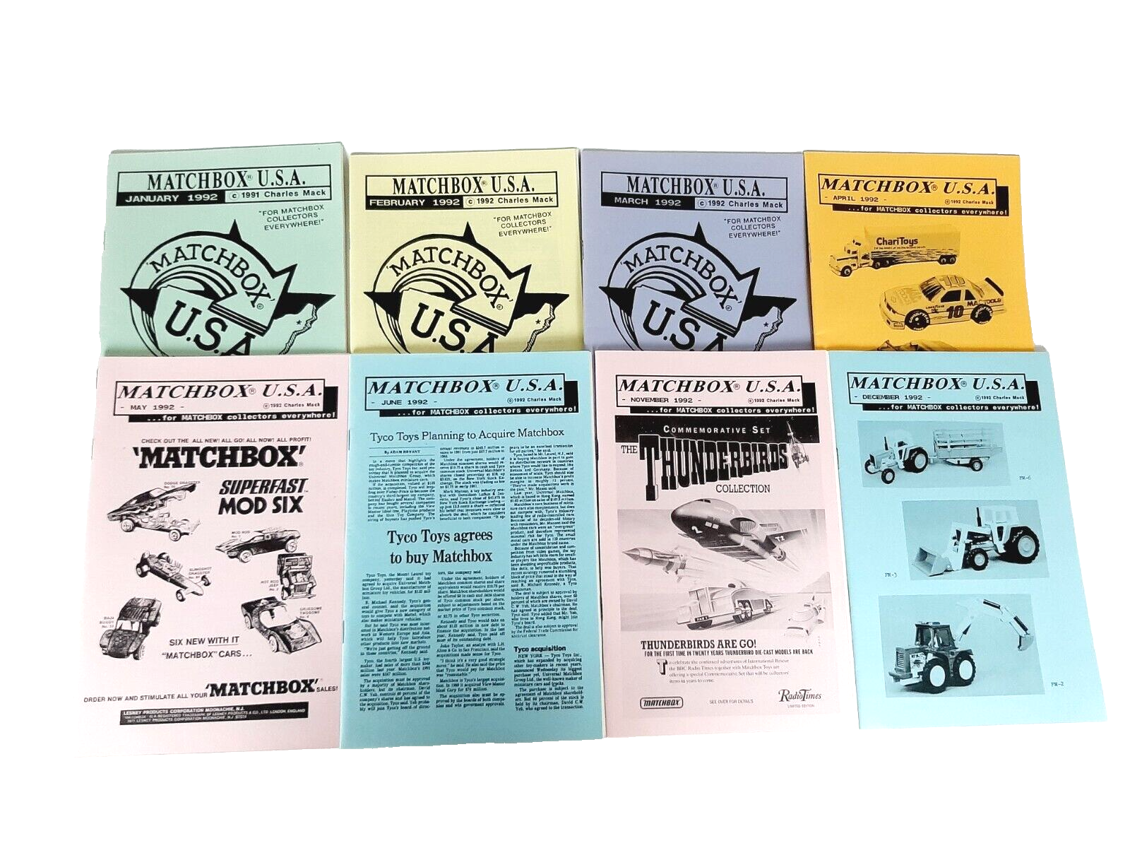 1992 Monthly Matchbox USA Car Collector Books Bundle Charles Mack Lot of 8