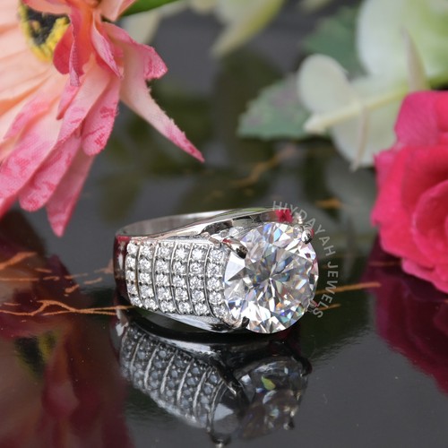 8.22 Ct Certified White Diamond Round Solitaire Men' Ring Great Shine Sparkle. - Picture 3 of 8